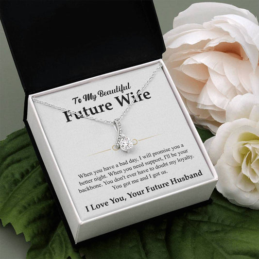 To My Beautiful Future Wife - I LOVE YOU - Alluring Beauty necklace (Yellow & White Gold Variants)