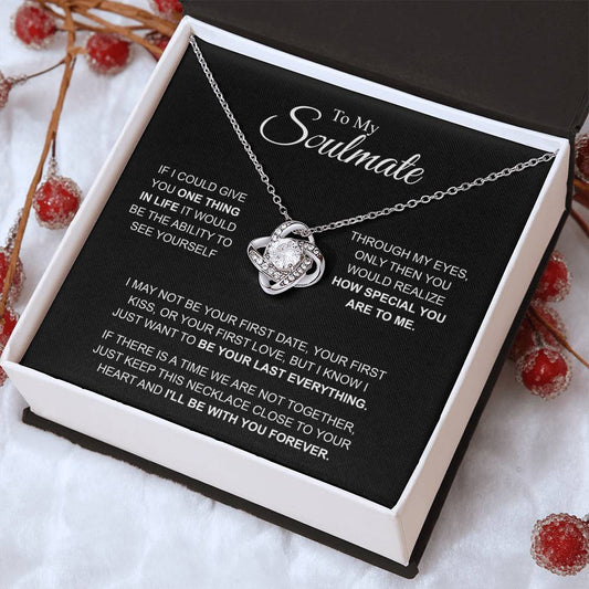 To My Soulmate - I'LL BE WITH YOU FOREVER - Love Knot Necklace (Yellow & White Gold Variants)