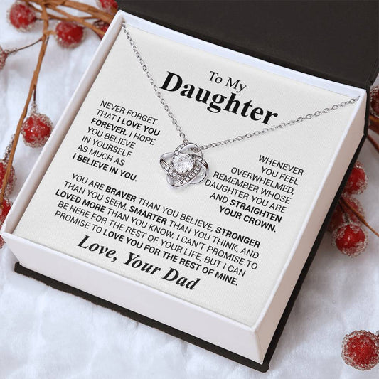 Daughter - Never forget that... - Dad - Love Knot Necklace (Yellow & White Gold Variants)