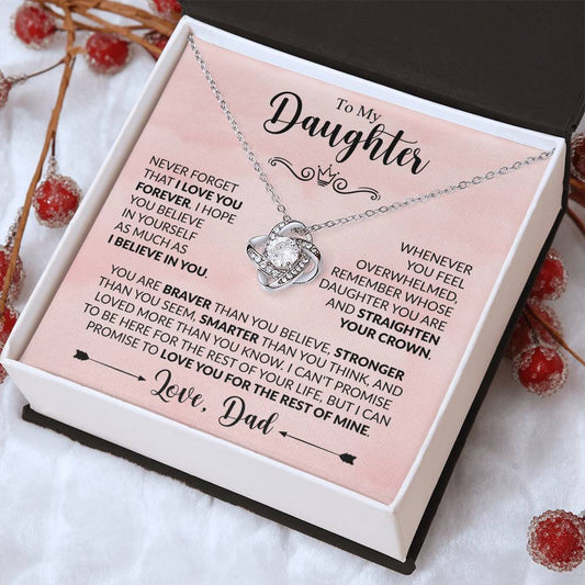 Daughter - Straighten Your Crown - Dad - Love Knot Necklace (Yellow & White Gold Variants)