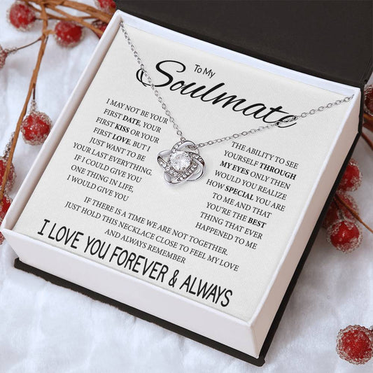 To My Soulmate _ I LOVE YOU FOREVER & ALWAYS - Love Knot Necklace (Yellow & White Gold Variants)