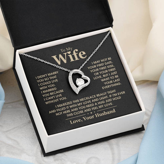 To My Wife - LOVE - Forever Love Necklace (Yellow & White Gold Variants)