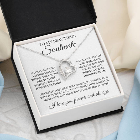 To My Beautiful Soulmate _ I LOVE YOU FOREVER & ALWAYS - Forever Love Necklace (Yellow & White Gold Variants)