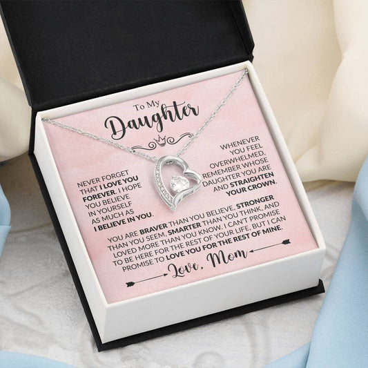 Front view of Forever Love Necklace for Daughter – Gift from Mom – Straighten Your Crown